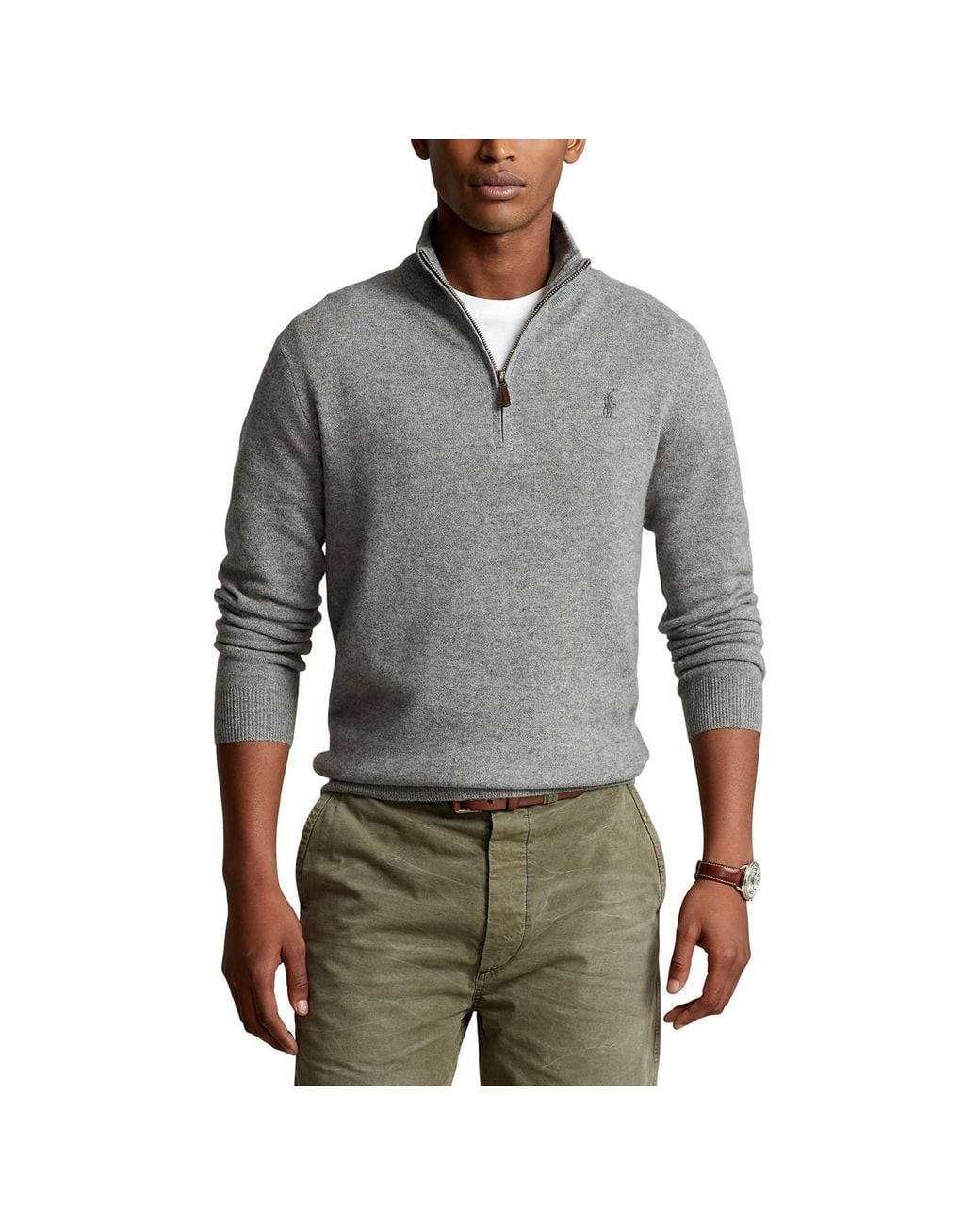 Polo Ralph Lauren Gray Quarter Zipper Sweater for men