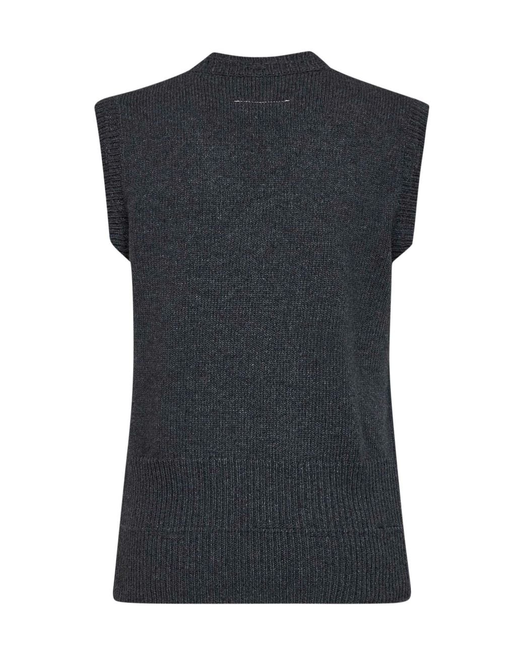 MM6 by Maison Margiela Black V-Neck Knitted Vest
