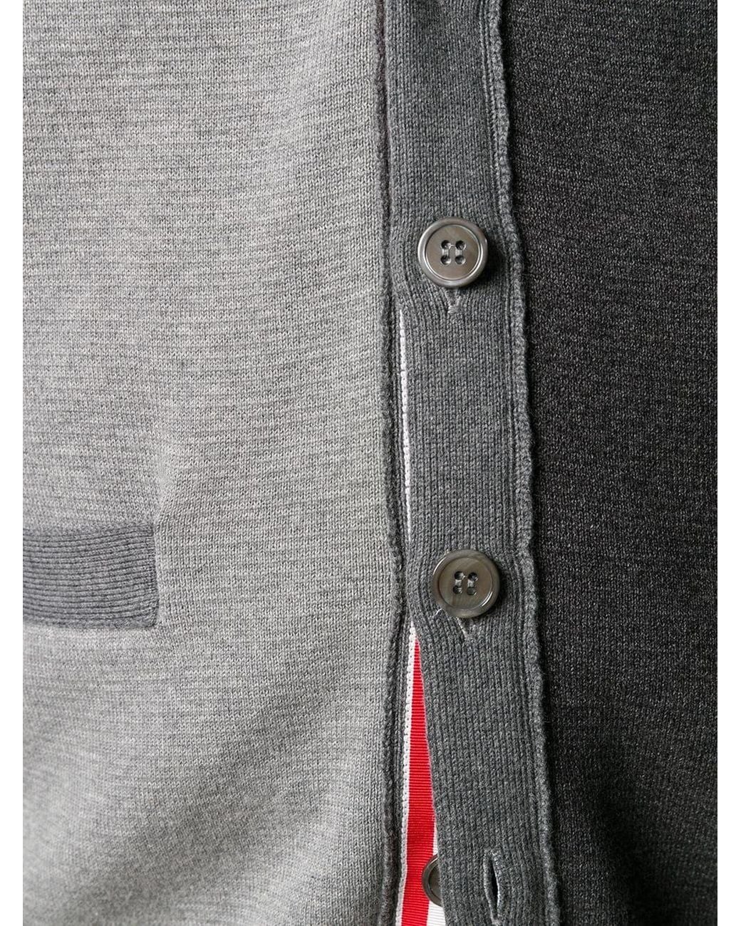 Thom Browne Gray カラーブロック V ネック カーディガン for men