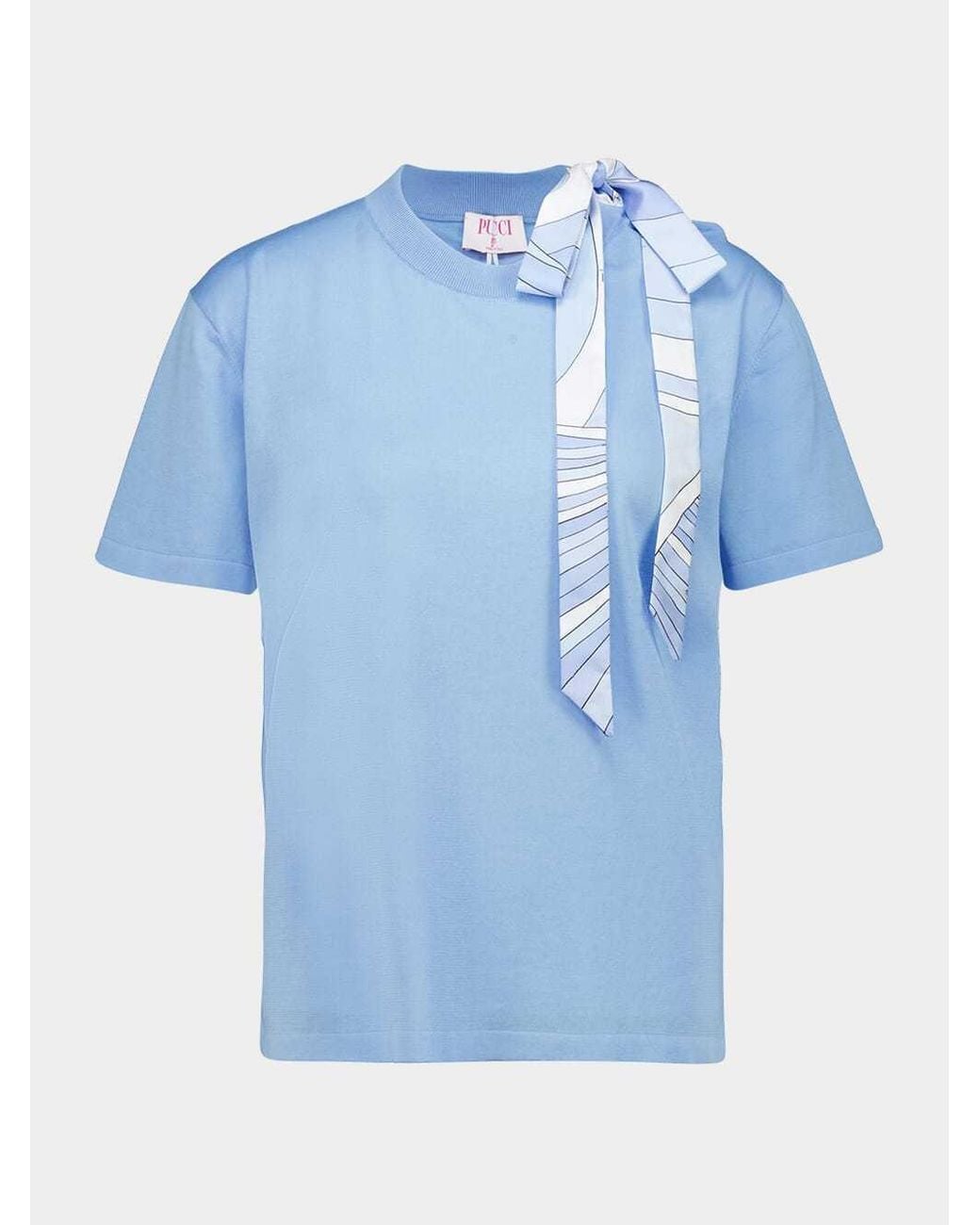 Emilio Pucci Blue Lace-Up Detail T-Shirt