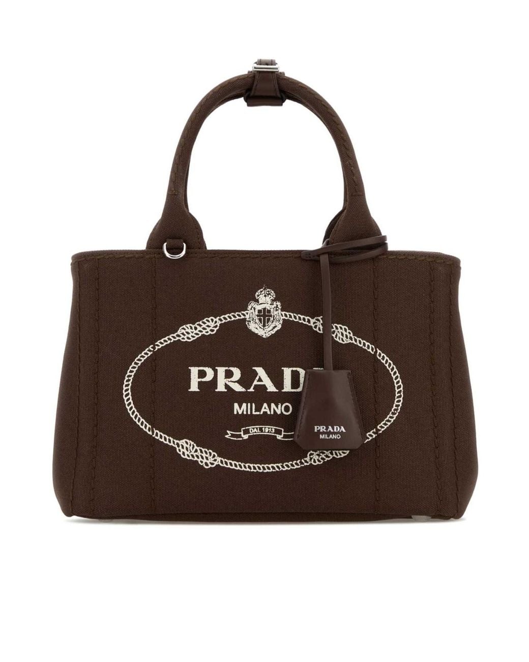 Prada Brown Jardinière Logo Detailed Tote Bag