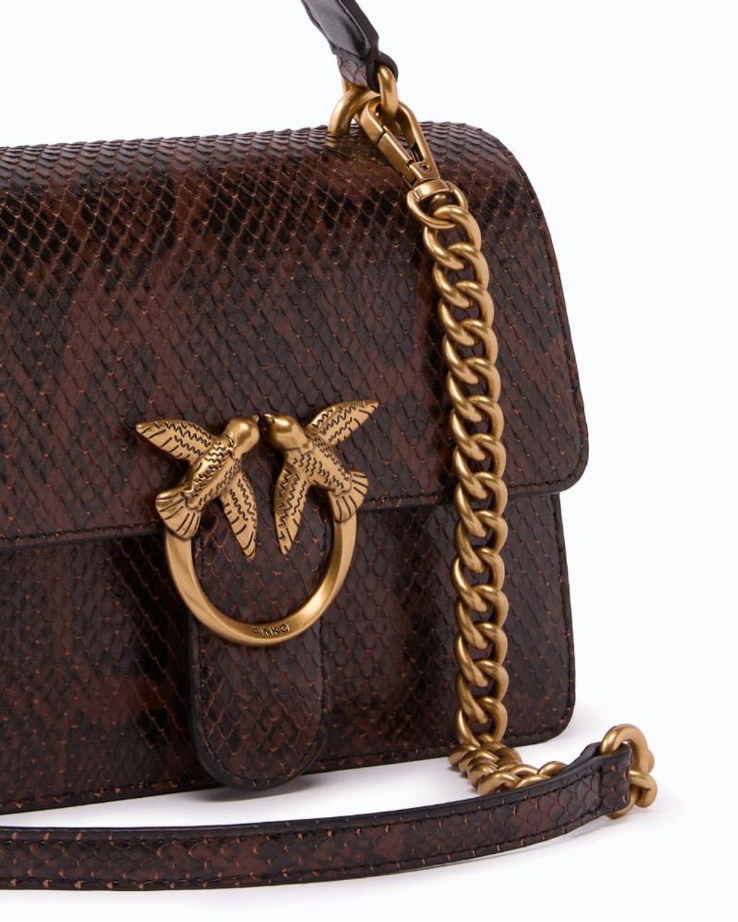 Pinko Brown Love One Top Handle Shoulder Bag