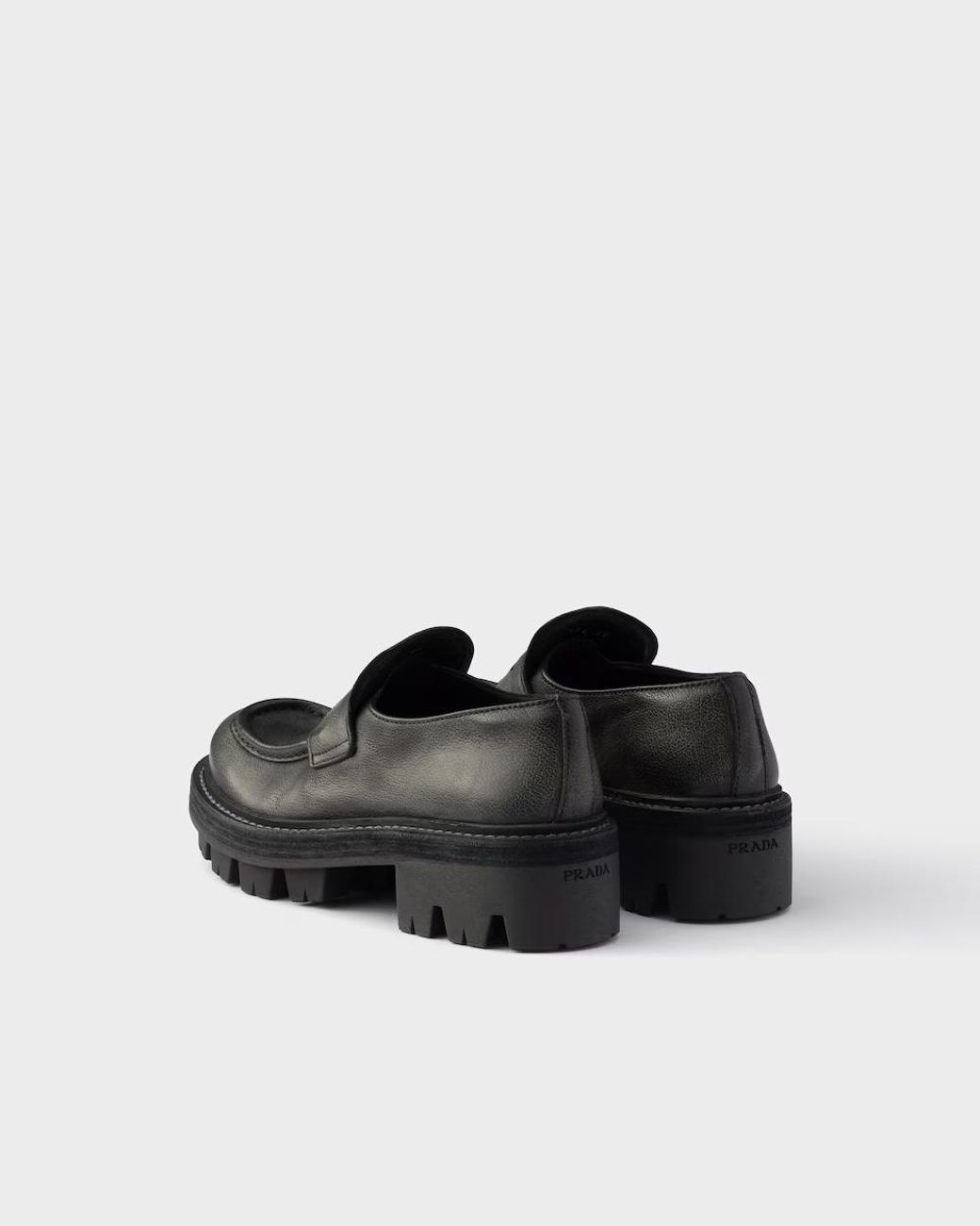 Prada Black Round-Toe Slip-On Loafers