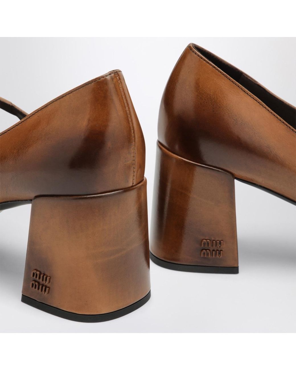 Miu Miu Brown Round-Toe High Heels