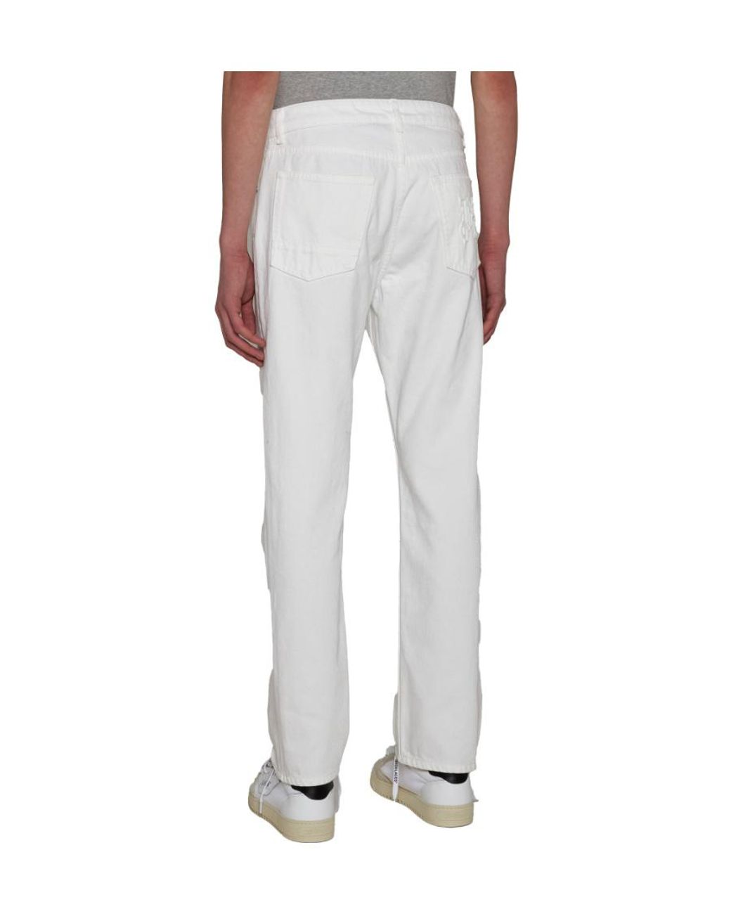 Palm Angels White Straight Leg Jeans for men