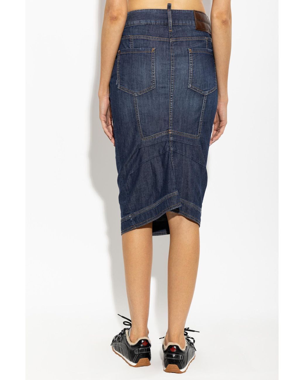 DSquared² Blue Back-Slit Denim Skirt