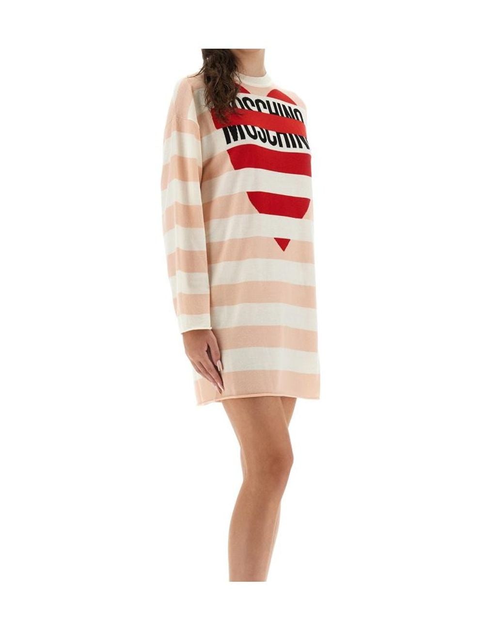 Moschino Red Jeans Logo Printed Mini Dress