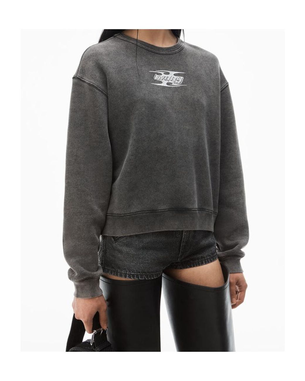 Alexander Wang Gray T By Blade Logo-Embossed Sweatshirt