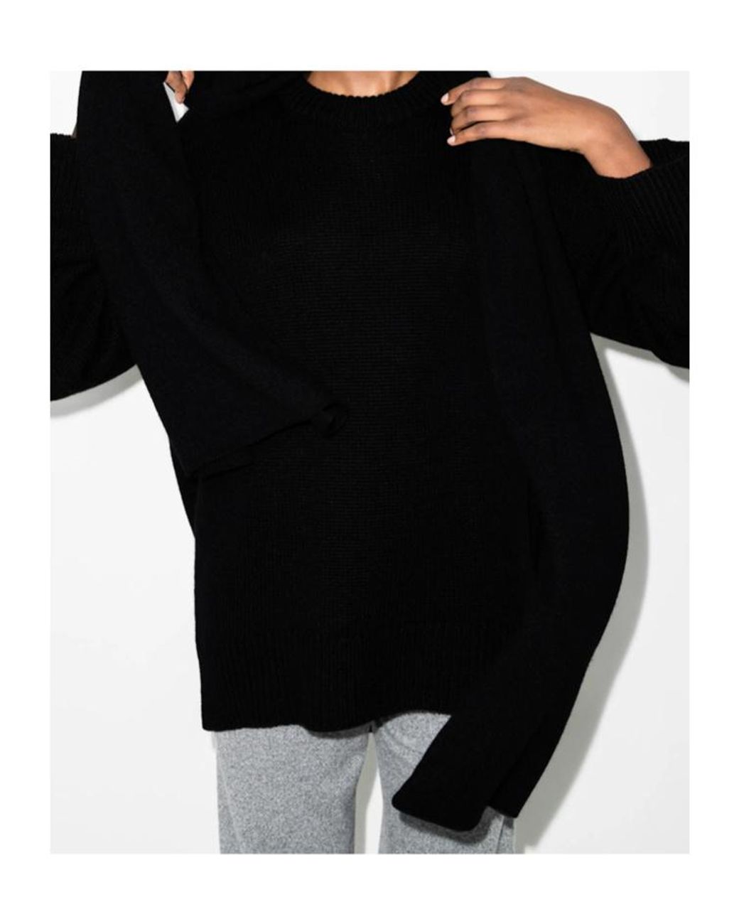 Lisa Yang Black Ribbed Crew-Neck Knitted Sweater