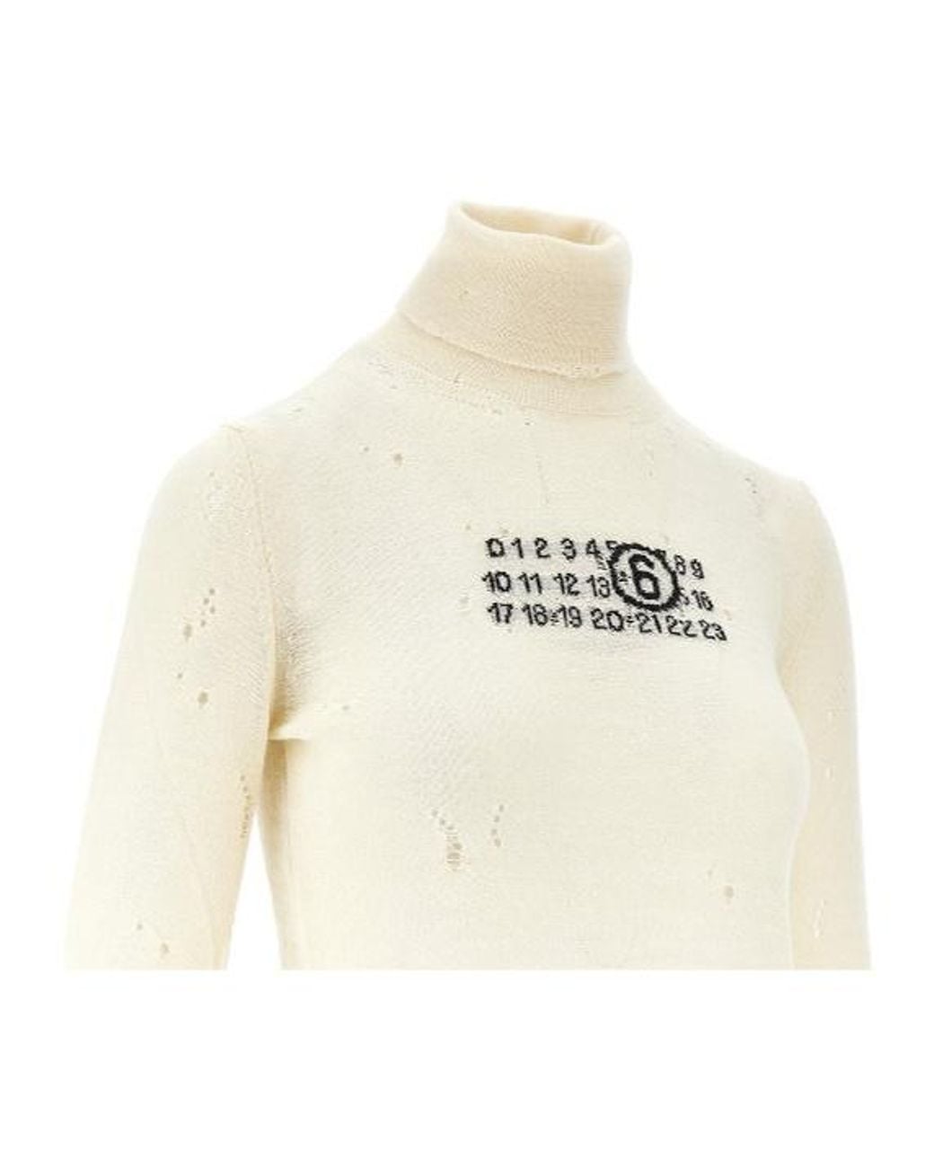 MM6 by Maison Margiela Blue Numbers-Motif Distressed Jumper