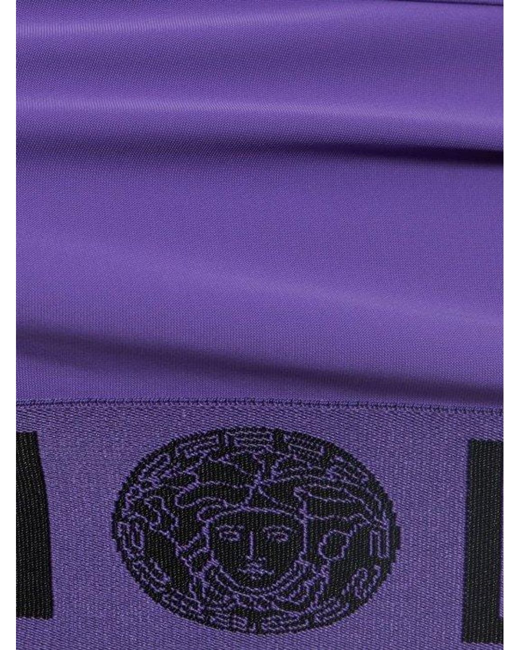 Versace Purple Stretch Tech Greca Sport Bra