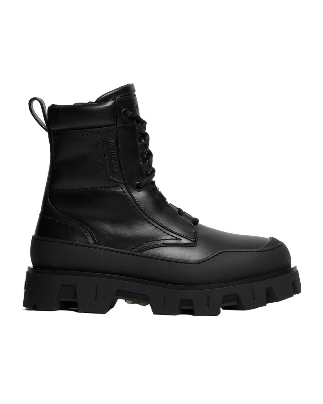 Moncler Black Peak Path Leather Lace-Up Boots for men