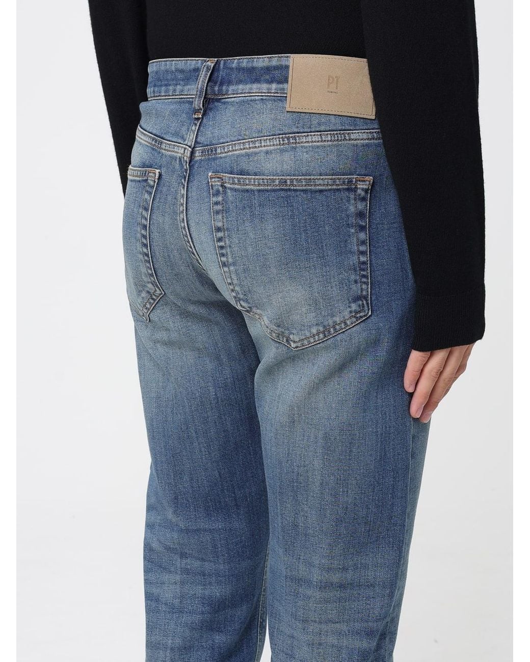 Pt Pantaloni Blue Logo Denim Pants for men