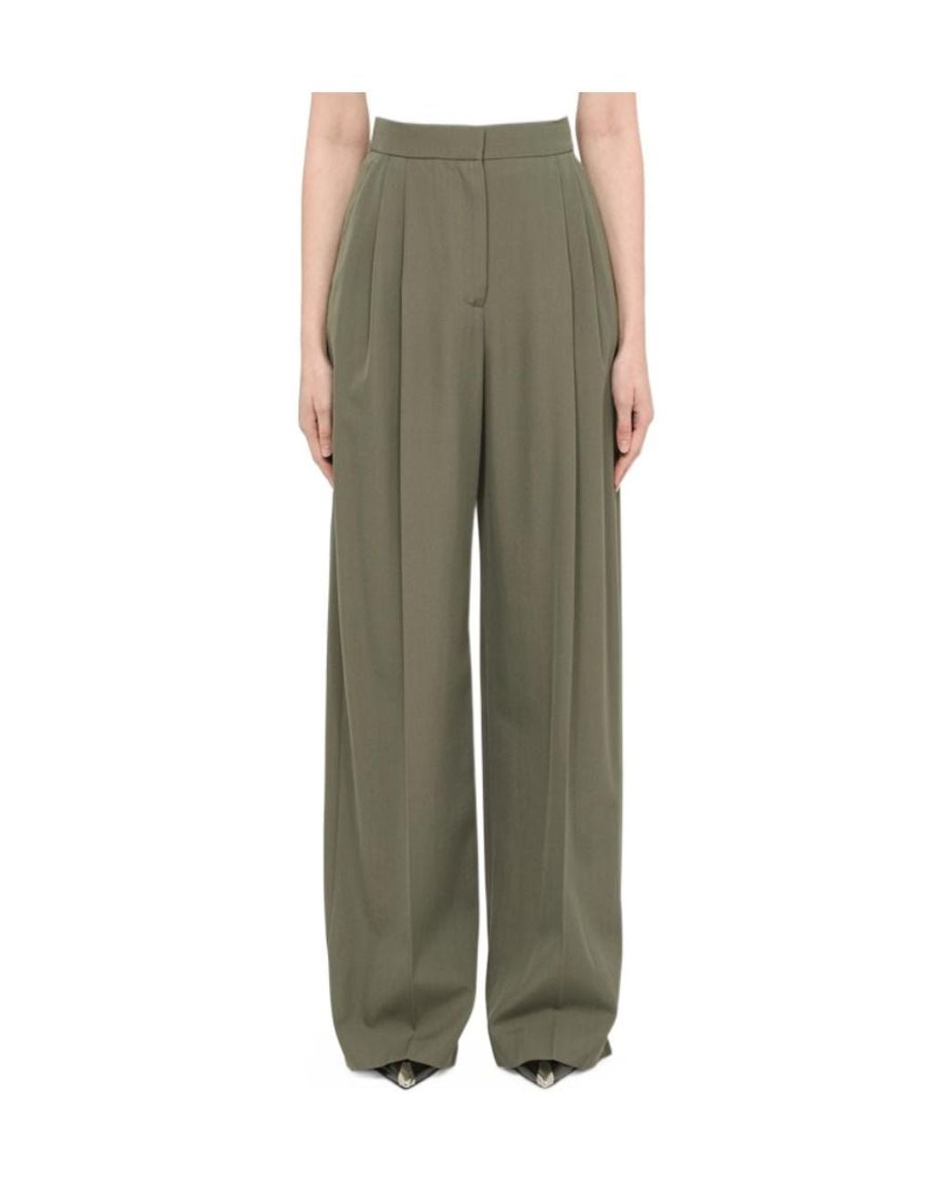 McQueen Green Wide-Leg Tailored Trousers