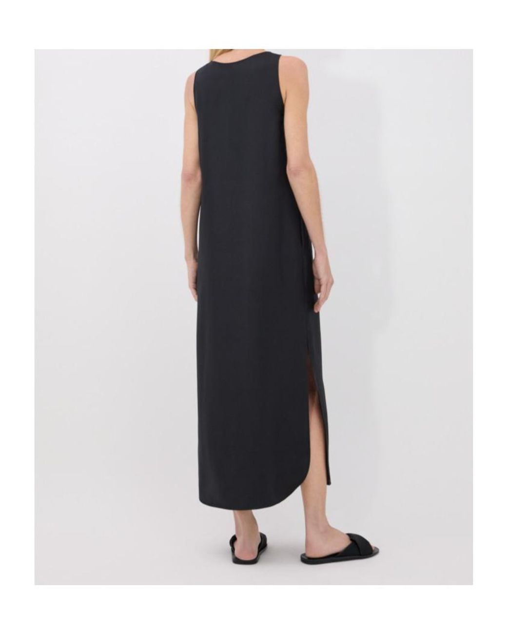 Loulou de Saison Black Sleeveless Silk Midi Dress
