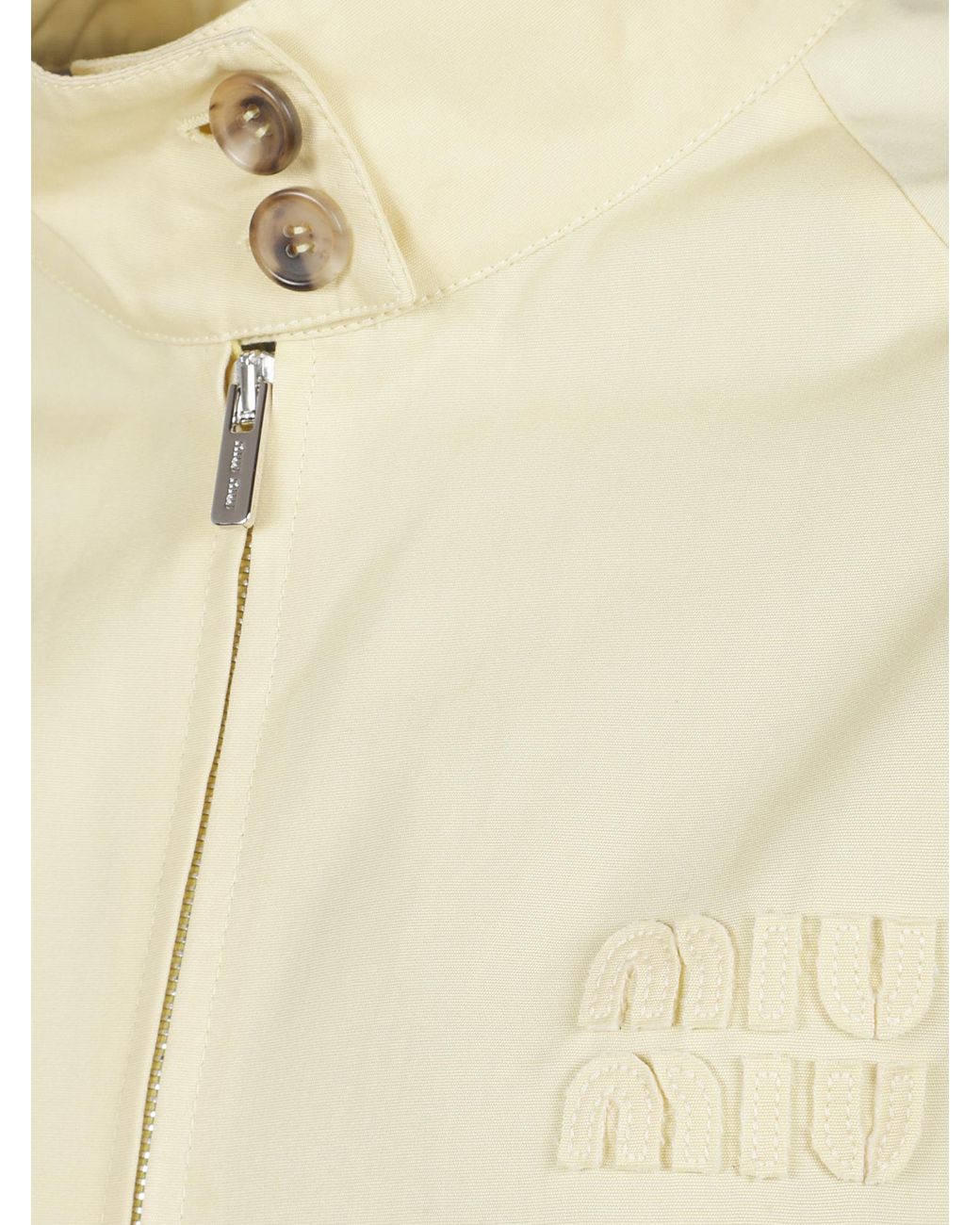 Miu Miu Natural Long-Sleeved Zipped Jacket