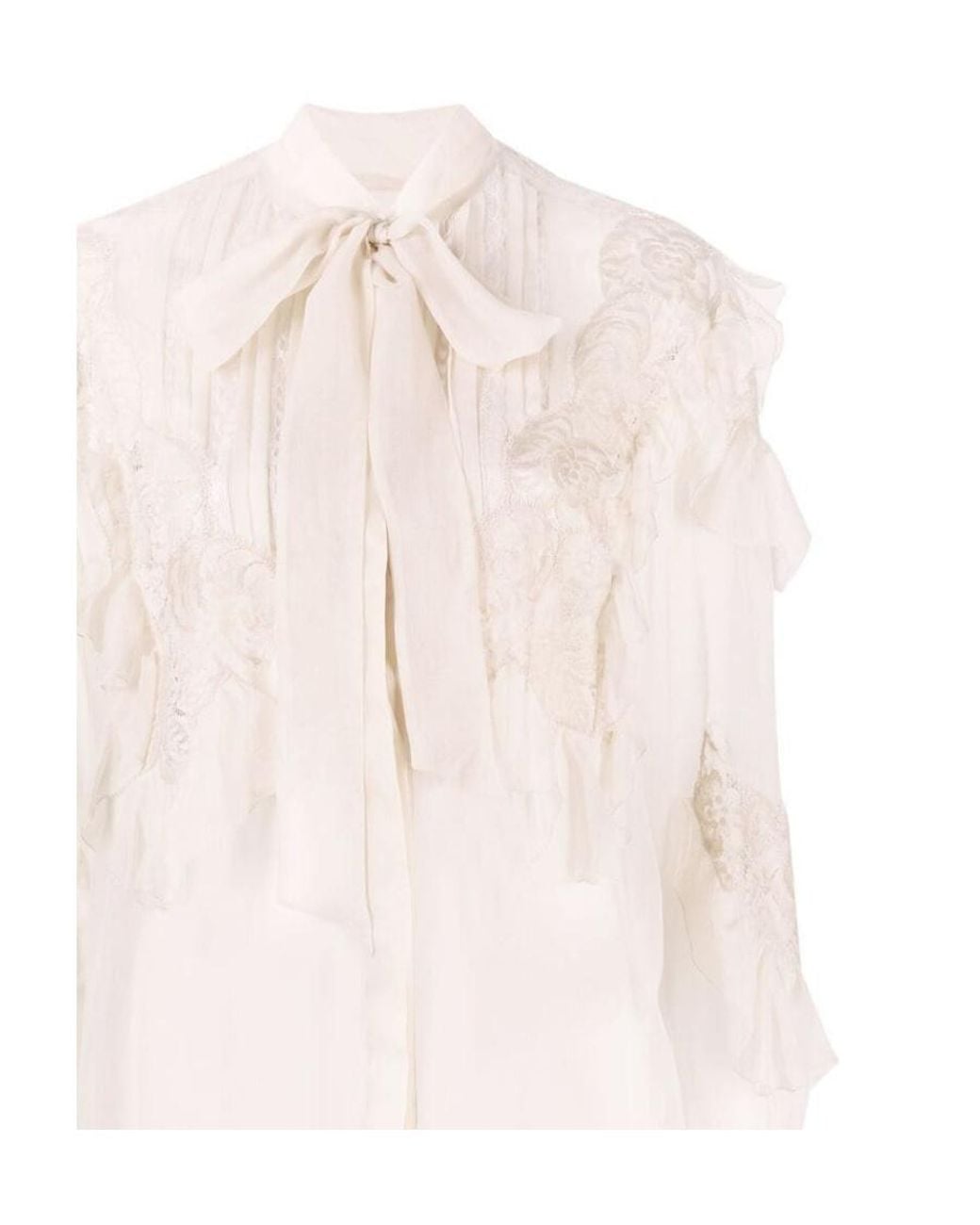 Valentino White Semi-Sheer Lace Blouse