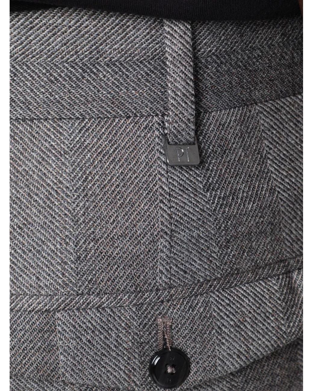 Pt Pantaloni Gray Pt Torino Pleated Cuffed Pants for men
