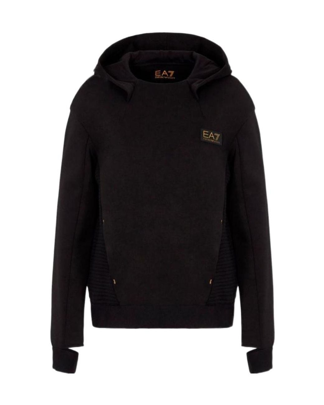EA7 Black Logo Hooded Sweatshirt for men