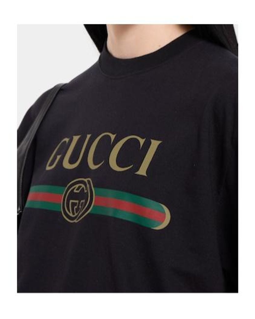 Gucci Black Cotton Jersey And Silk T-Shirt With Print