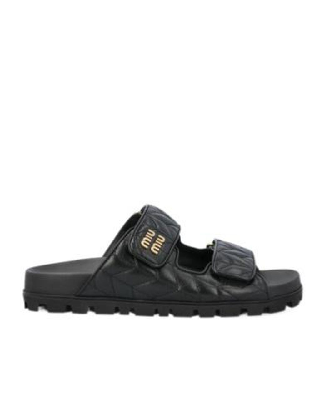 Miu Miu Black Quilted Slip-On Sandals