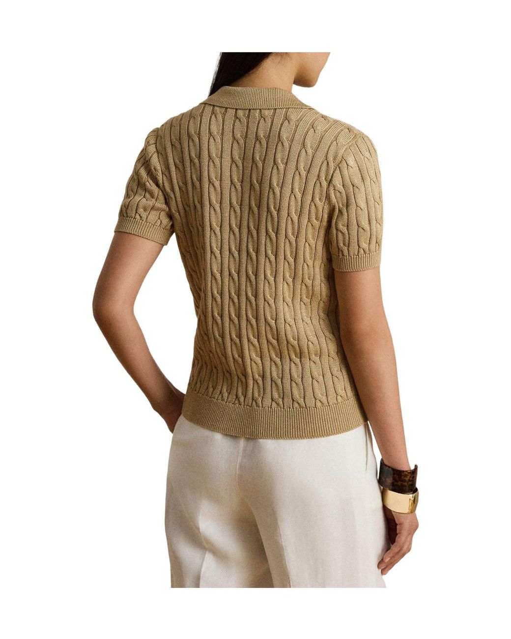 Ralph Lauren Natural Knitted Short Sleeve Polo Shirt