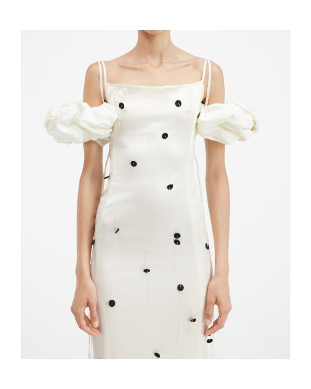 Jacquemus White Chouchou Polka-Dot Midi Dress