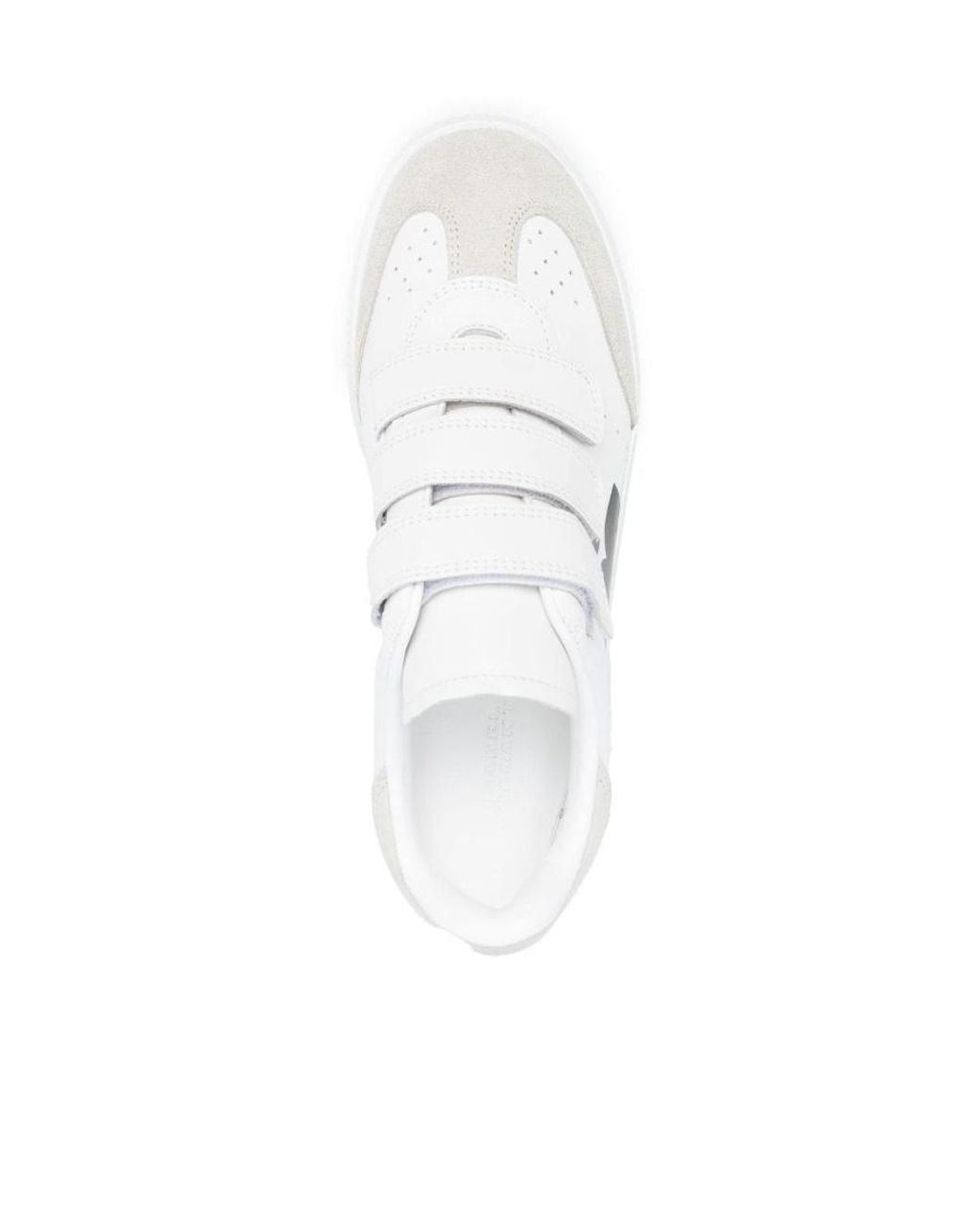 Isabel Marant White Beth Logo Printed Touch-Strap Sneakers