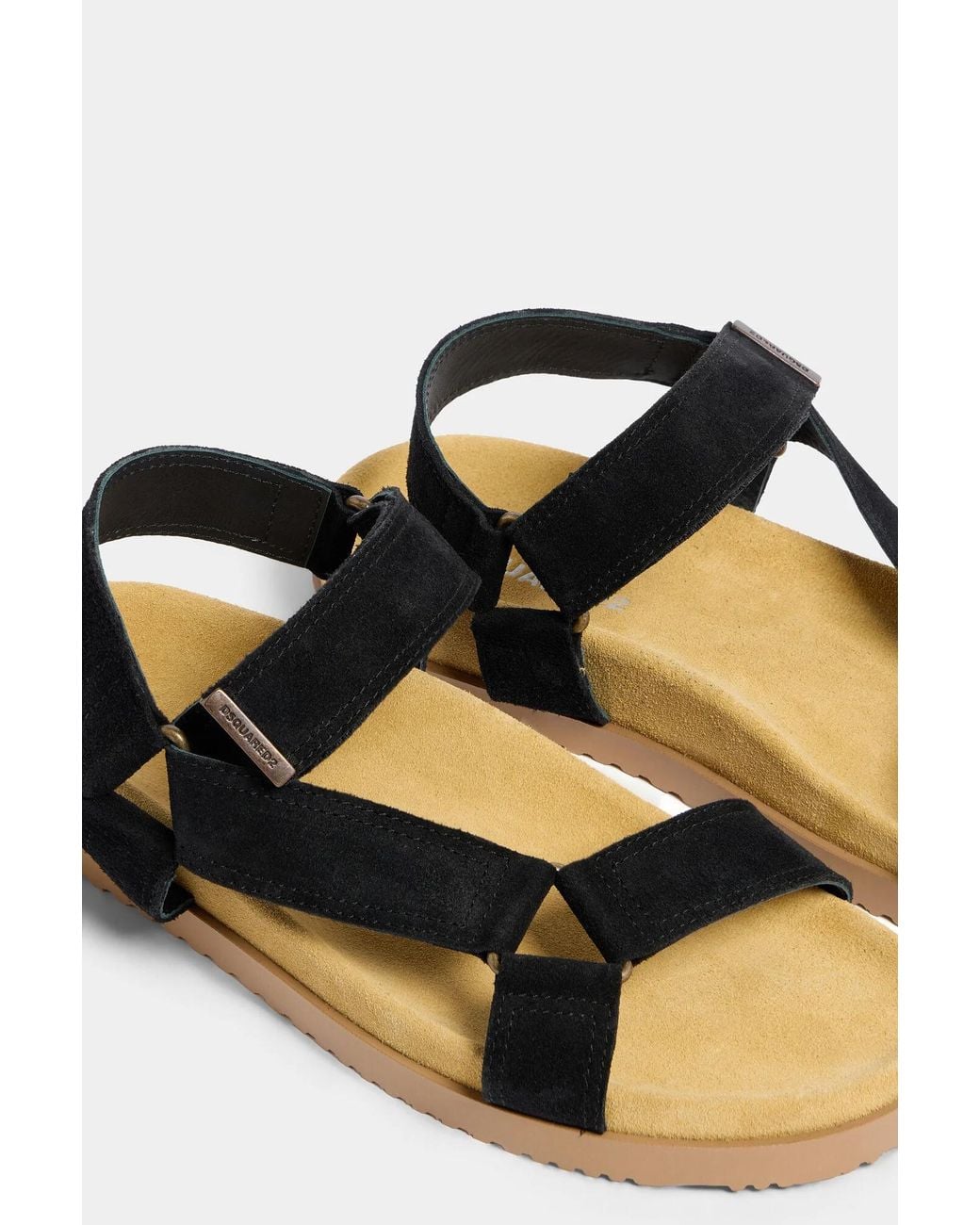 DSquared² Black Logo Detail Flat Cargo Sandals for men