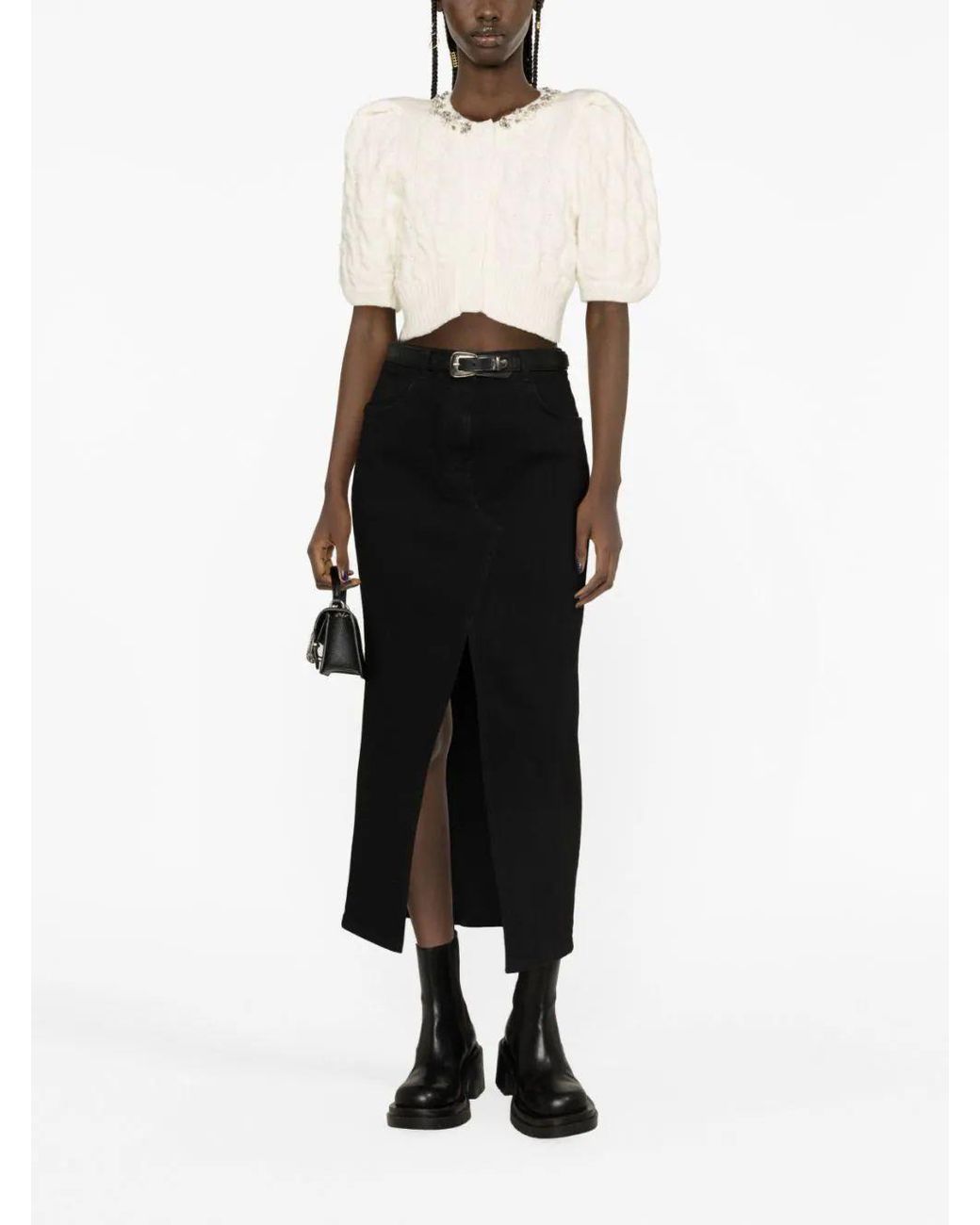 Simone Rocha White Cable-Knit Cropped Cardigan