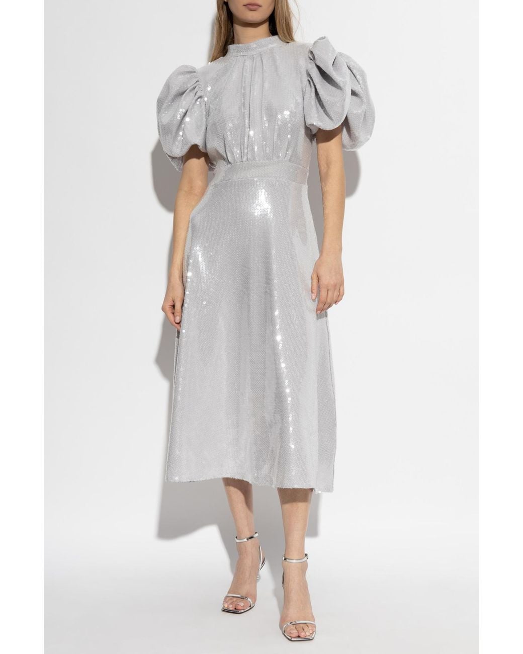 ROTATE BIRGER CHRISTENSEN White Sequin Embellished Midi Dress