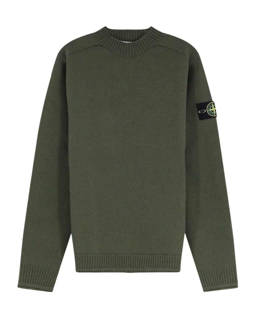 Stone Island Green Regular-Fit Mock Neck Jumper With Rolled Edges for men