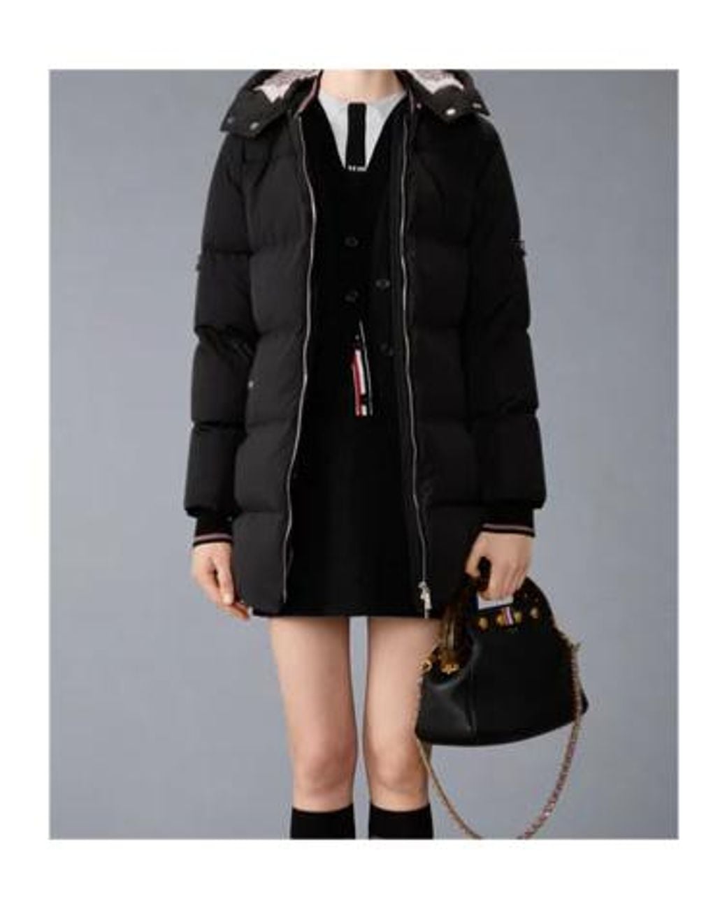 Thom Browne Black Zip-Up Padded Coat