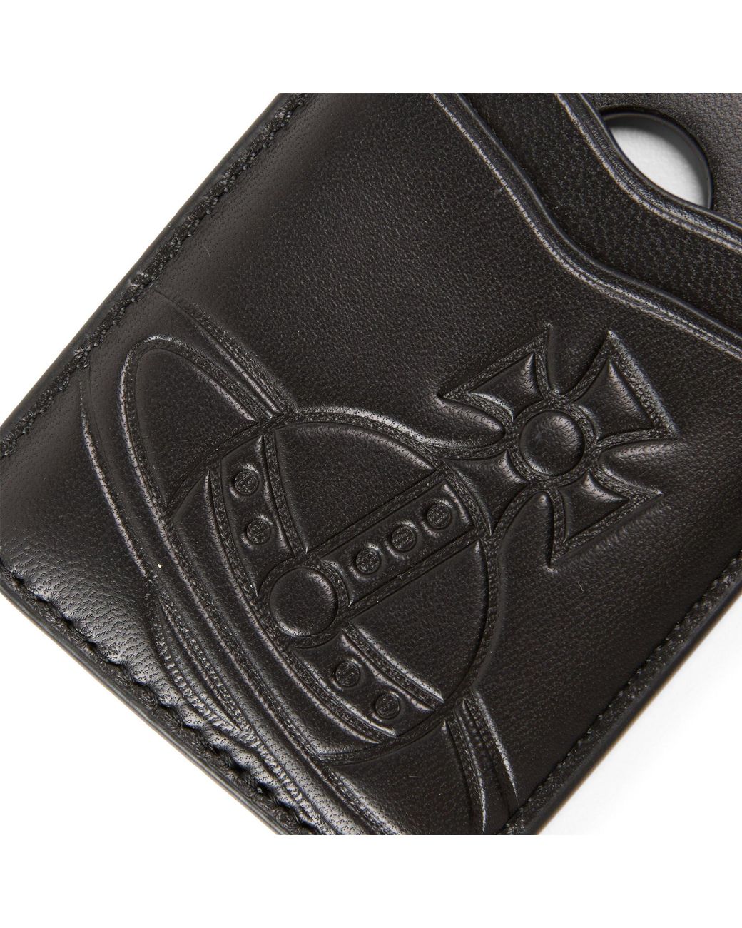 Vivienne Westwood Black Embossedsaturn Card Holder for men