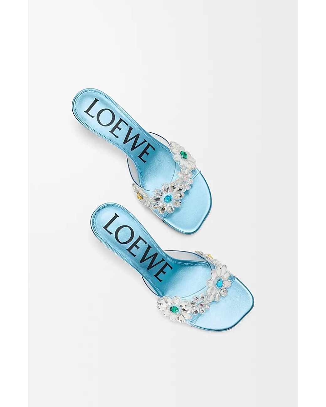 Loewe Blue Floral High-Heeled Sandals