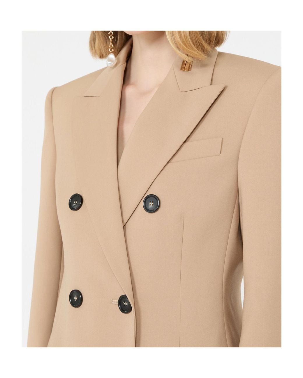 Sportmax Double-Breasted Natural Stretch Wool Blazer
