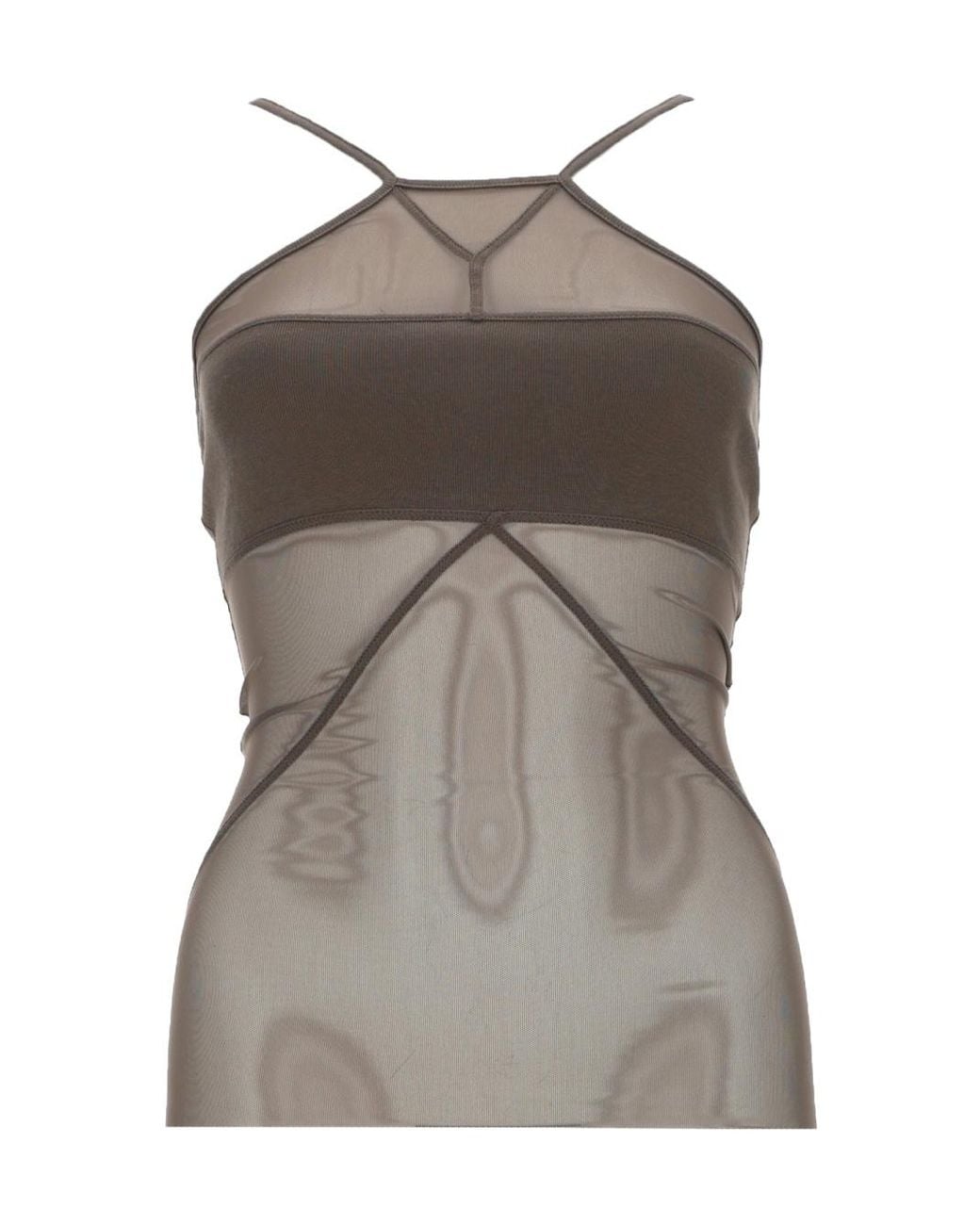 Rick Owens Gray Off-Shoulder Tank Top