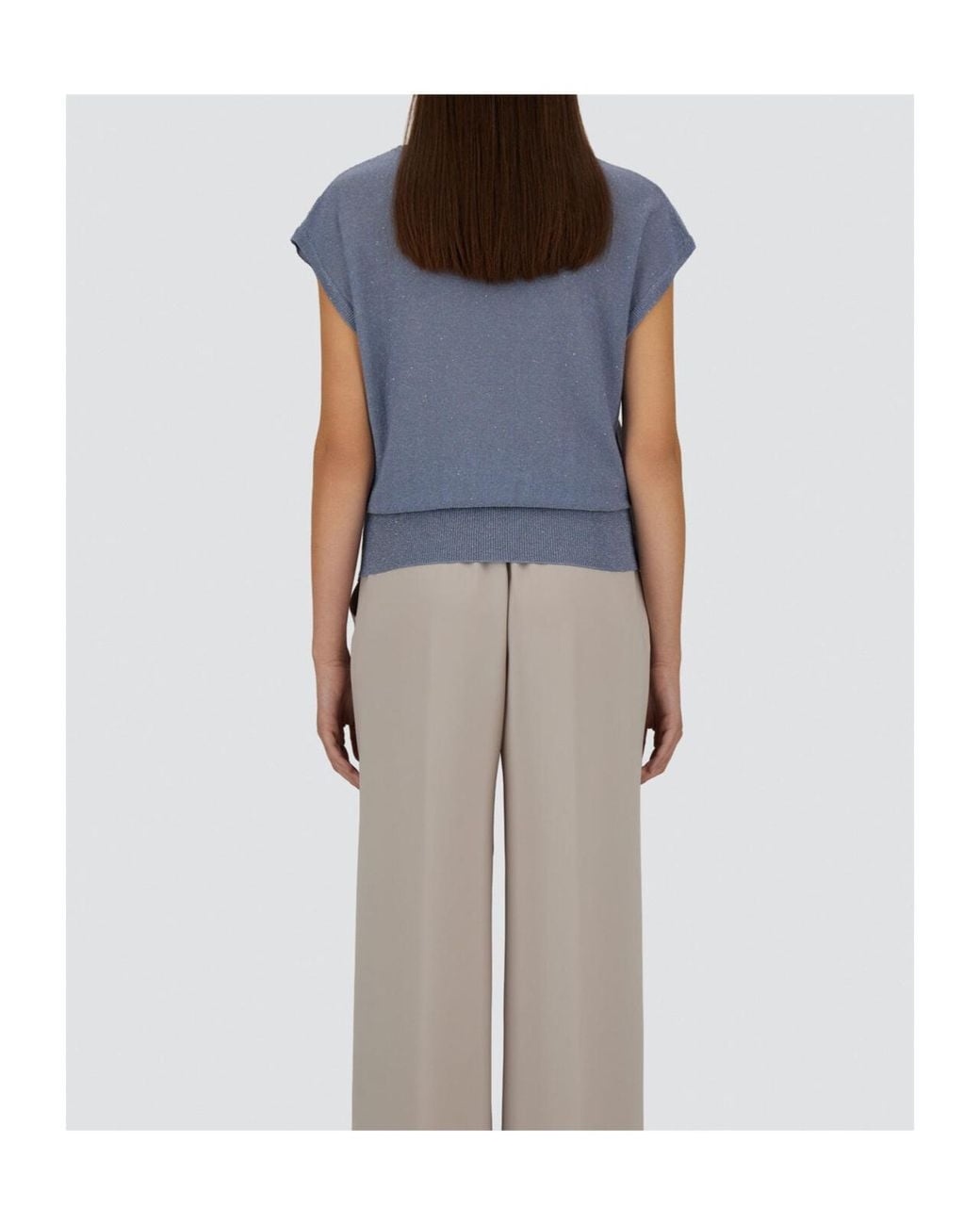 Herno Blue Sequin Embellished Short-Sleeved Jumper