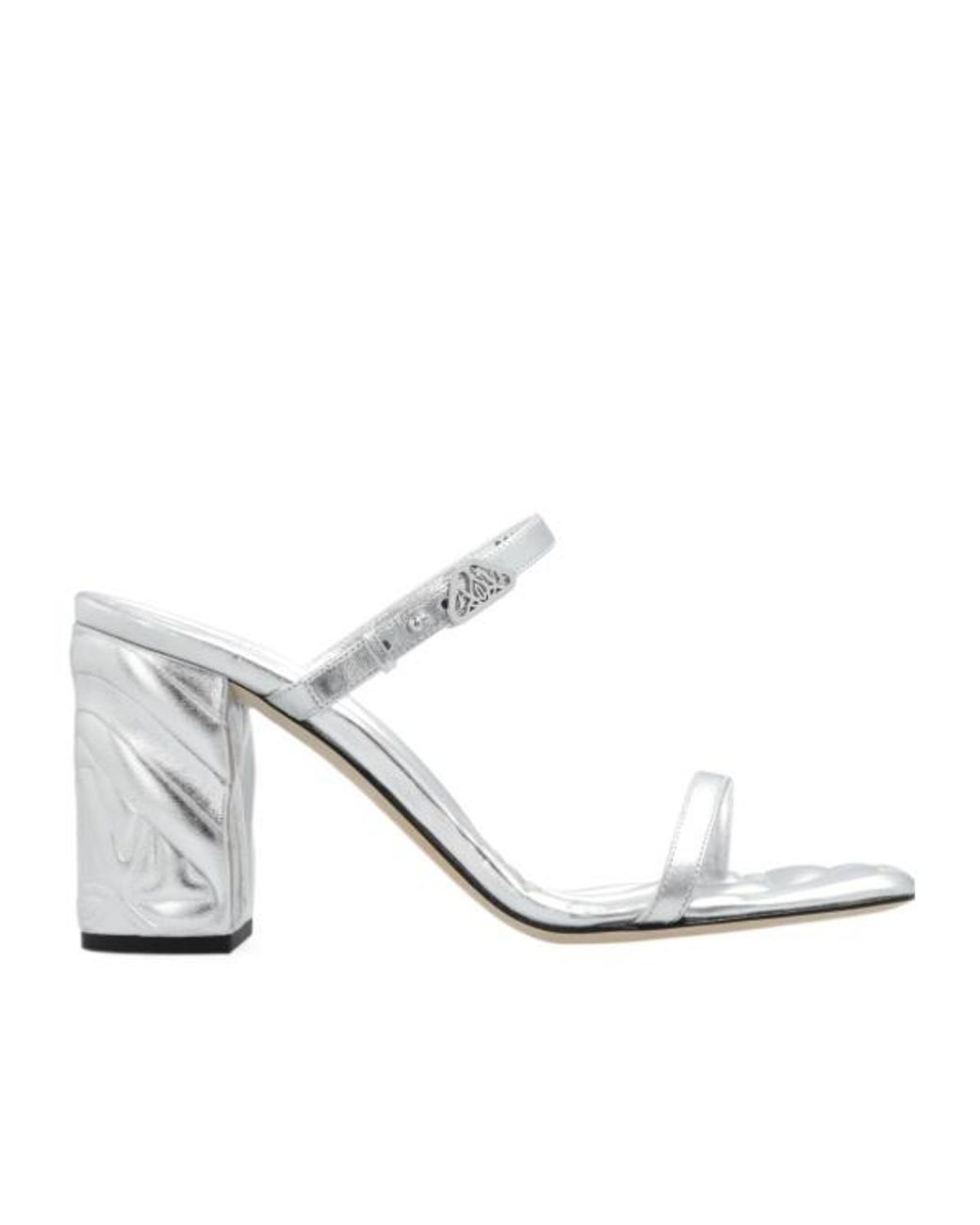 McQueen White Seal Strap-Detailed Slip-On Mules