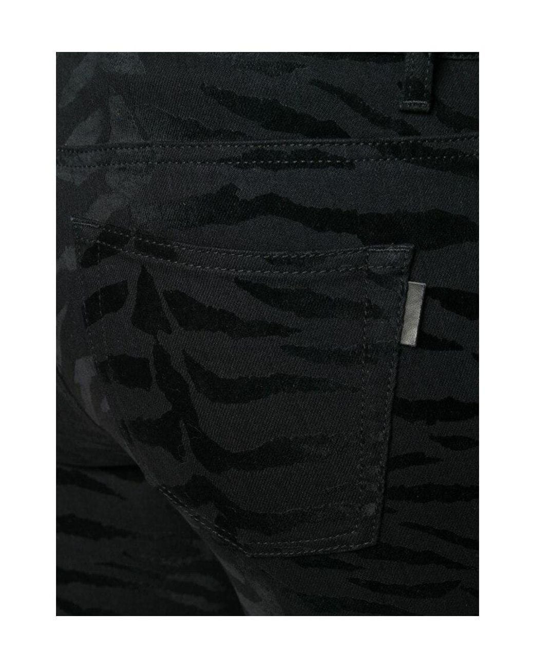 Saint Laurent Black Zebra Print Jeans