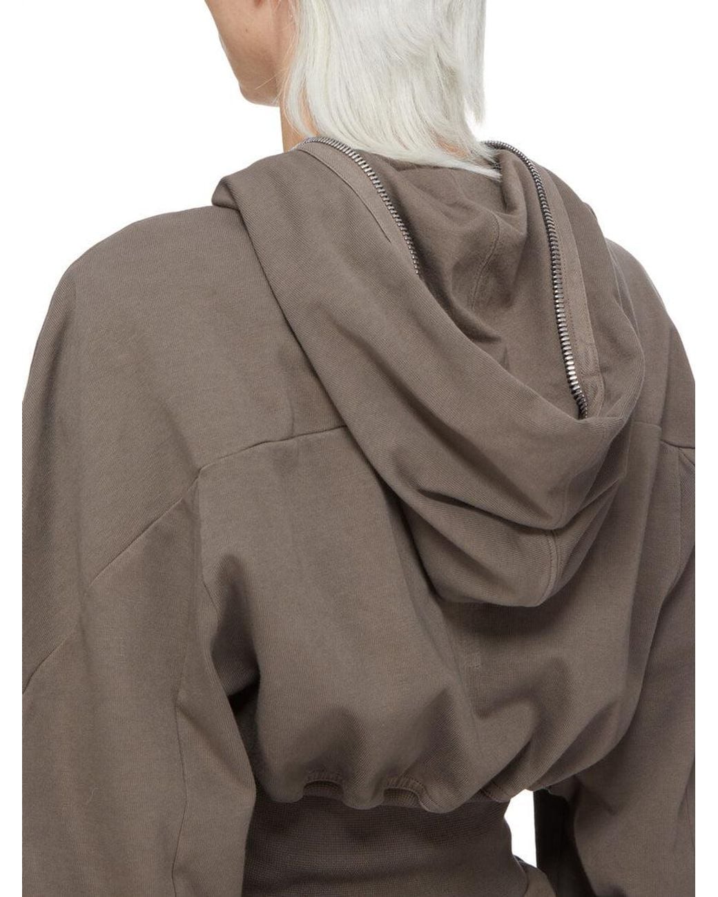Rick Owens Gray Zip-Up Hoodie