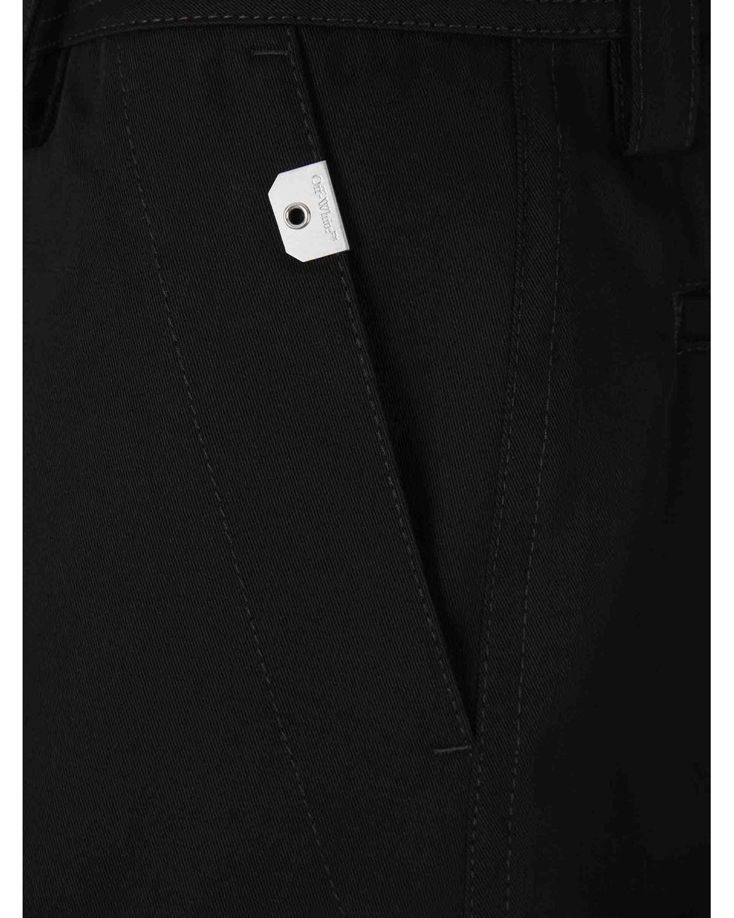 Off-White c/o Virgil Abloh Black Logo Embroidered Cargo Shorts for men