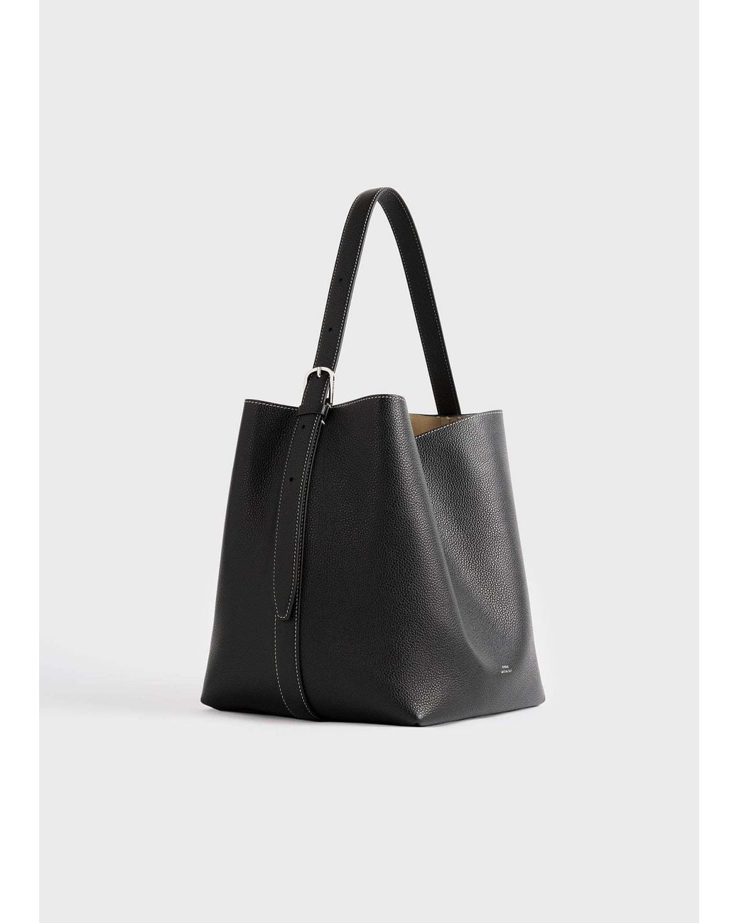 Totême Black Medium Belted Grained-Leather Tote Bag