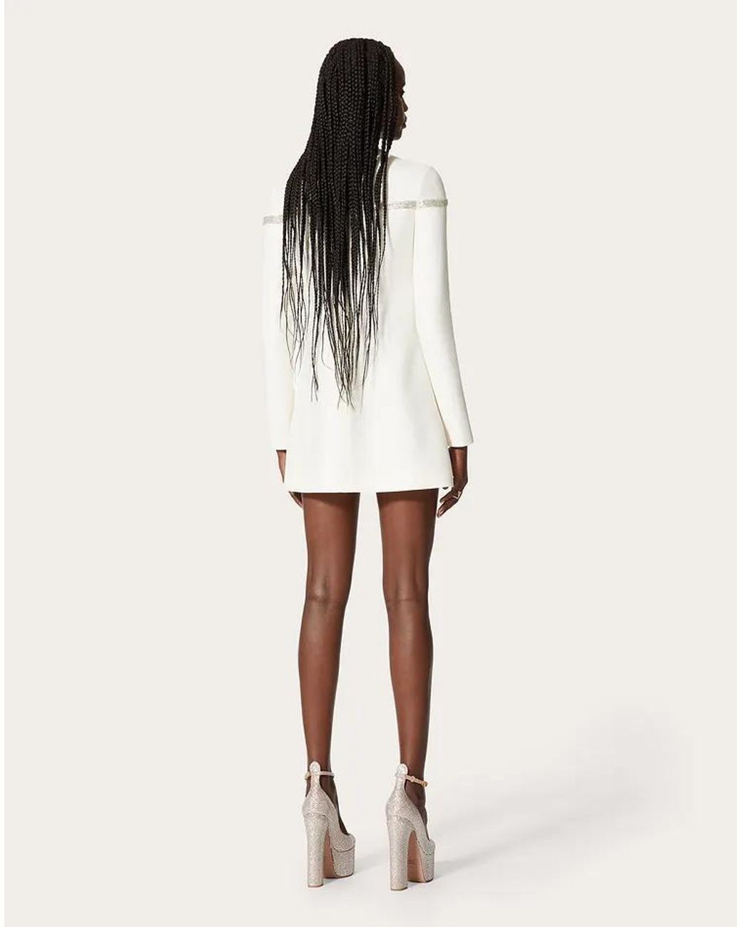 Valentino White Crepe Couture Embroidered Short Dress