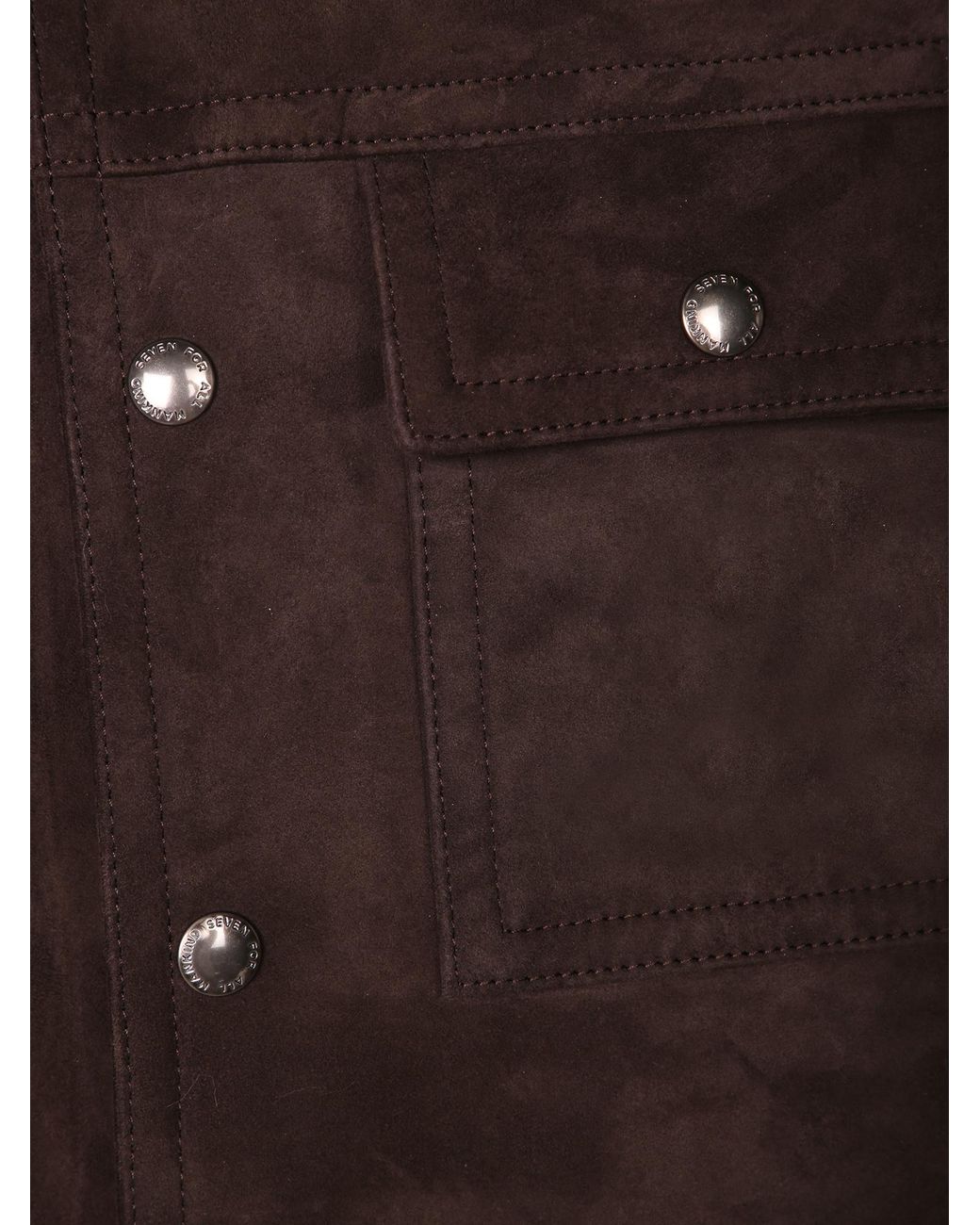 7 For All Mankind Brown Suede-Finish Press-Stud Jacket for men