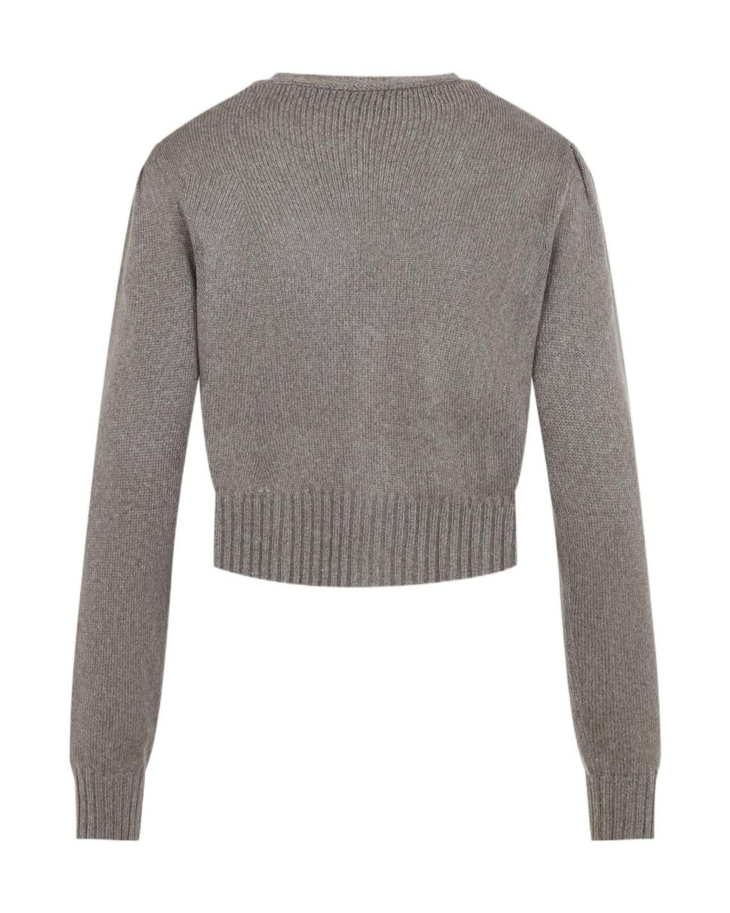 Ralph Lauren Gray Cropped V-Neck Cardigan
