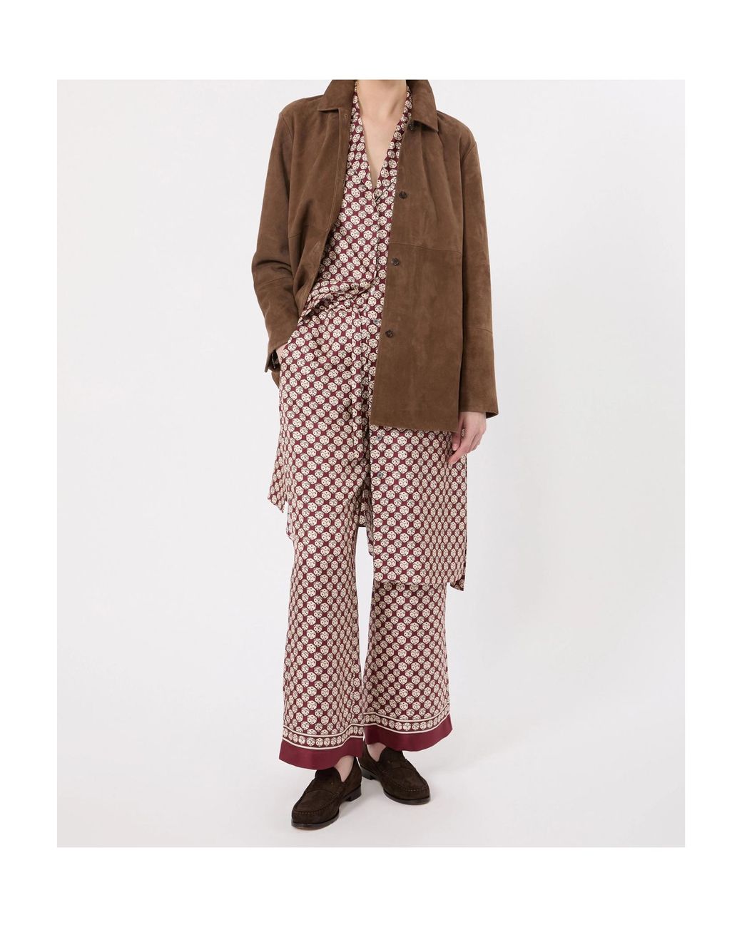 Max Mara Pink 'S Printed Twill Wide Leg Trousers
