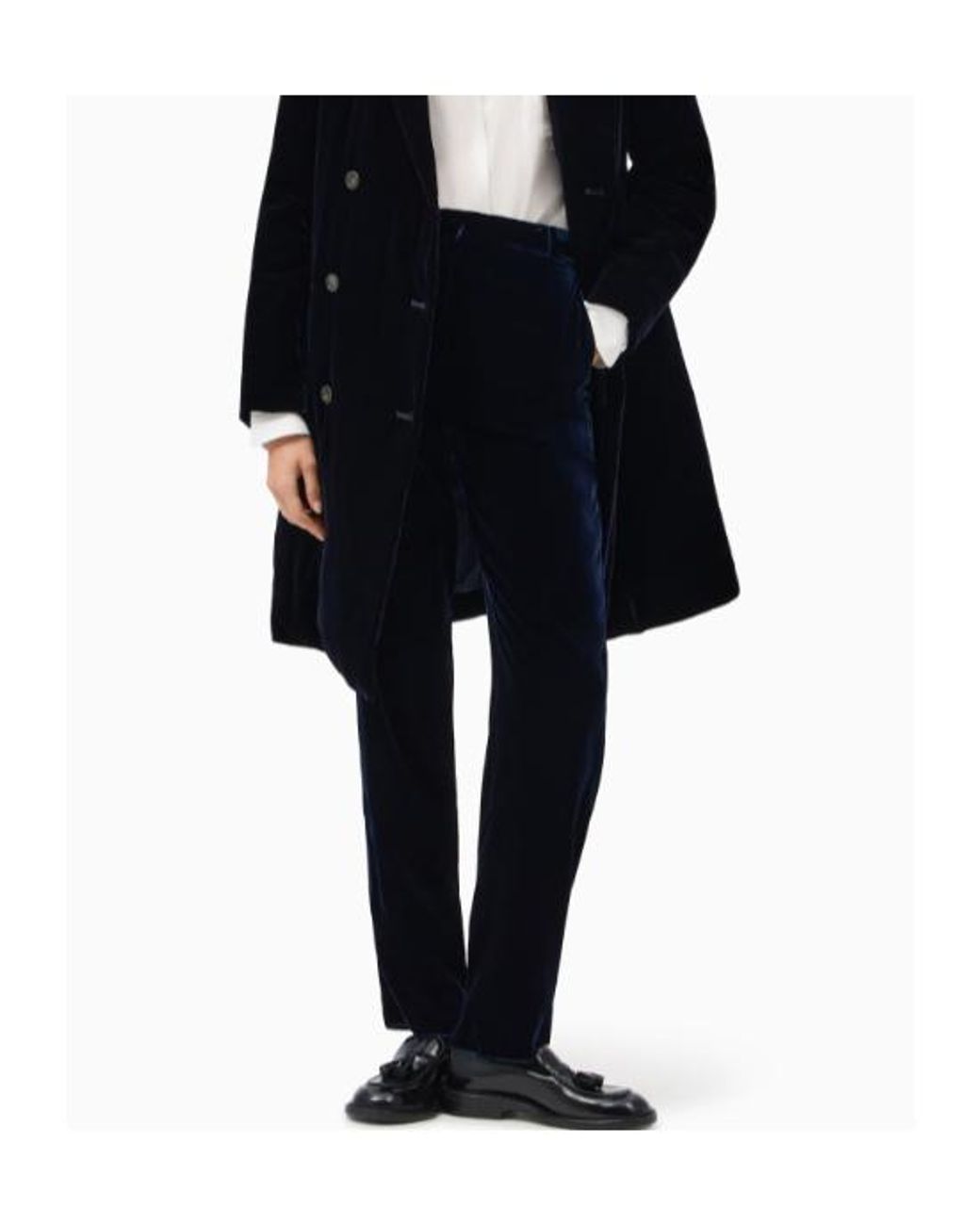 Emporio Armani Blue High-Waist Velvet Pants