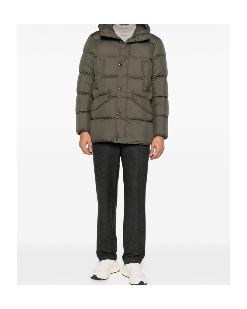 Woolrich Green Hooded Quilted Down Jacket for men