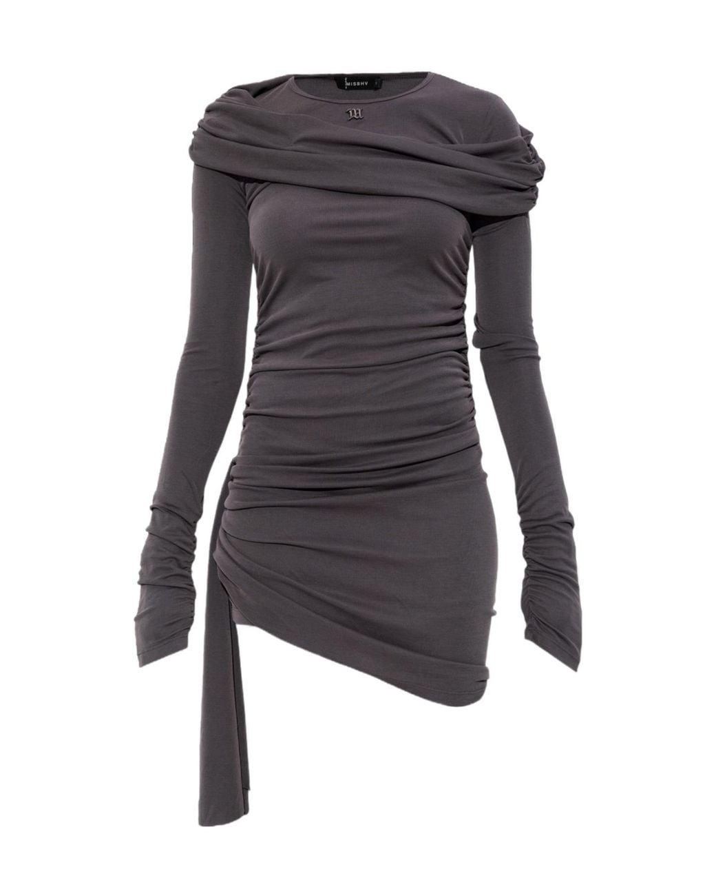 M I S B H V Gray Virgo Draped Mini Dress